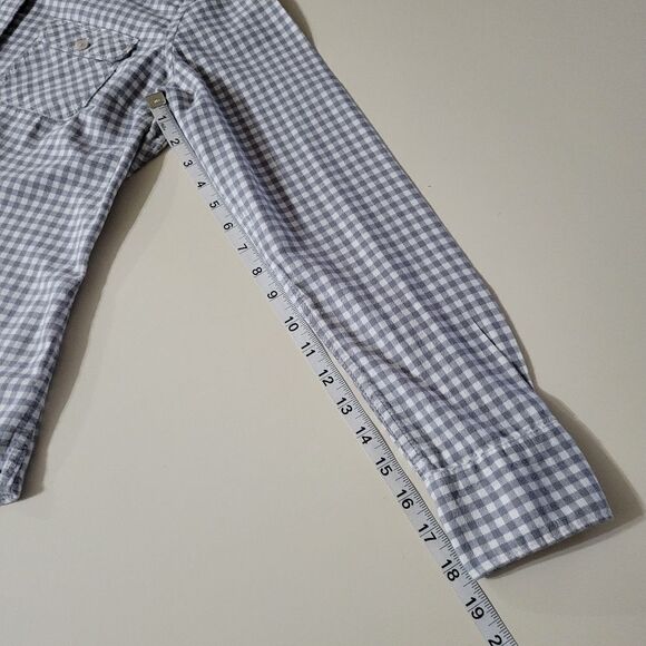 Eddie Bauer Women's Gray Check Flannel Button-Down Shirt - Picture 7 of 14